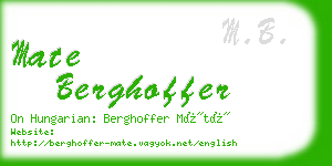 mate berghoffer business card